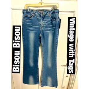 Bisou‎ Bisou Vintage Acid washed Bell Bottom Jeans Sz 10 With Tags